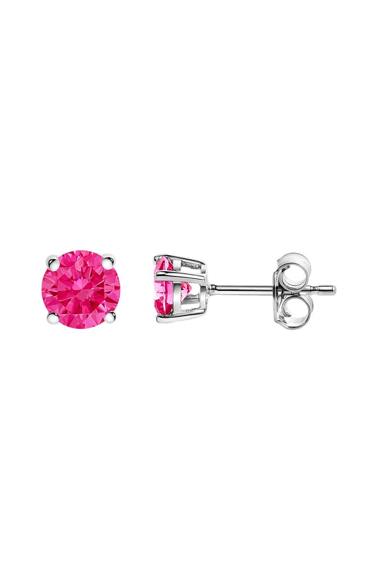 Haus of Brilliance 10K White Gold 1/2 Ct Lab Created Pink Diamond Solitaire Stud Earrings, Alternate, color, White