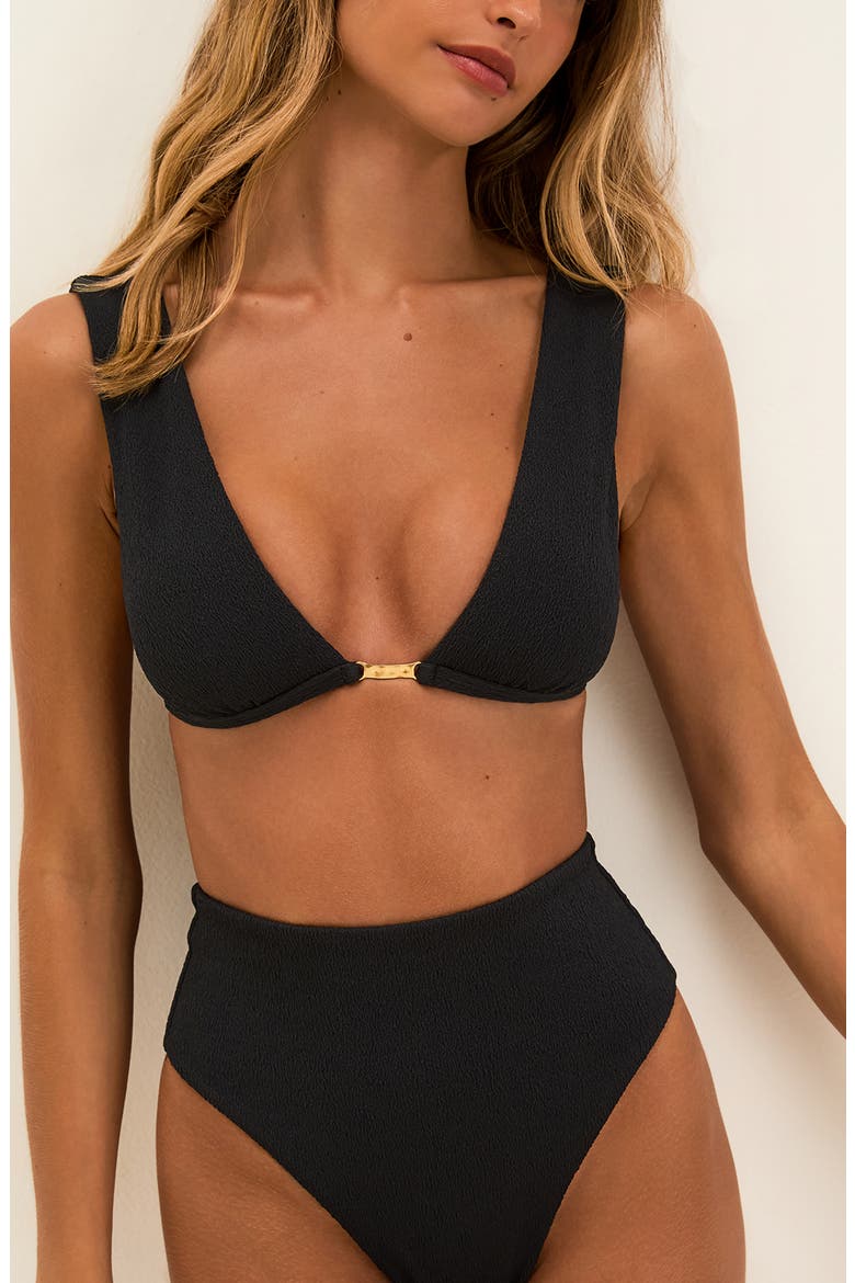 Firenze Candice Elisa Triangle Bikini Top, Alternate, color, BLACK