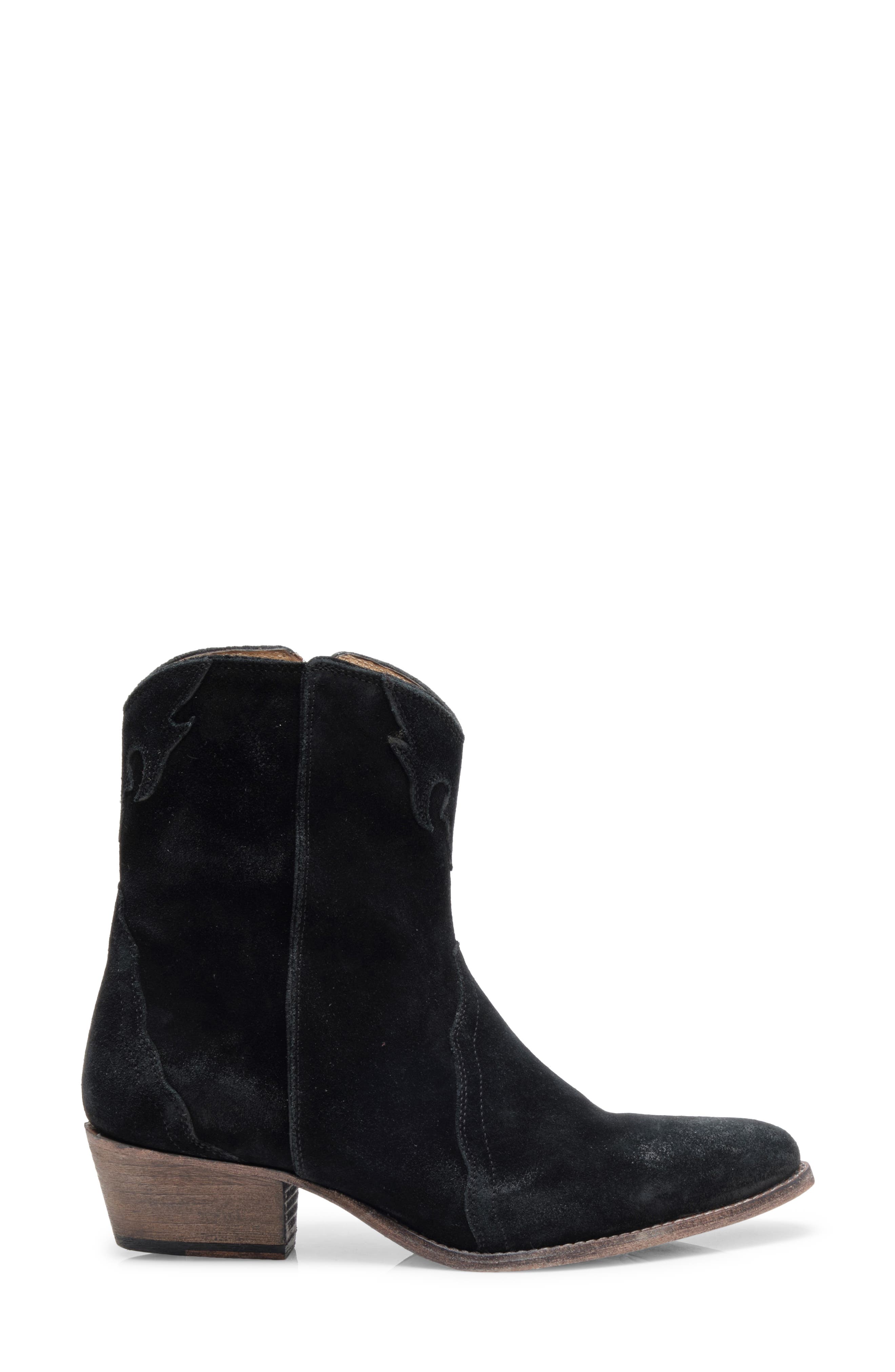 Free People New Frontier Western Bootie, Alternate, color, Black Suede