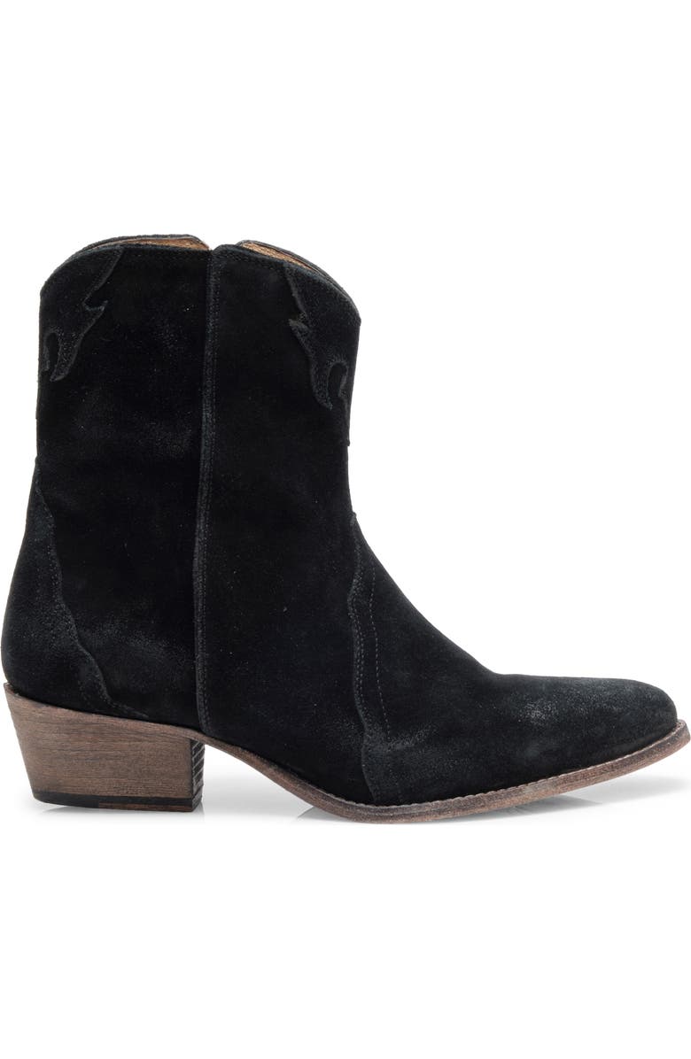 Free People New Frontier Western Bootie, Alternate, color, Black Suede