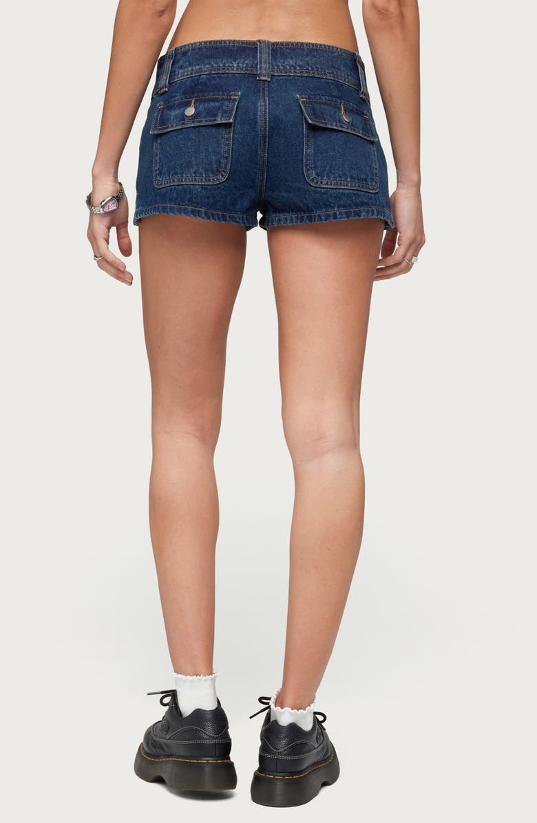EDIKTED Keinan Low Rise Denim Shorts, Alternate, color, Dark-Blue-Washed