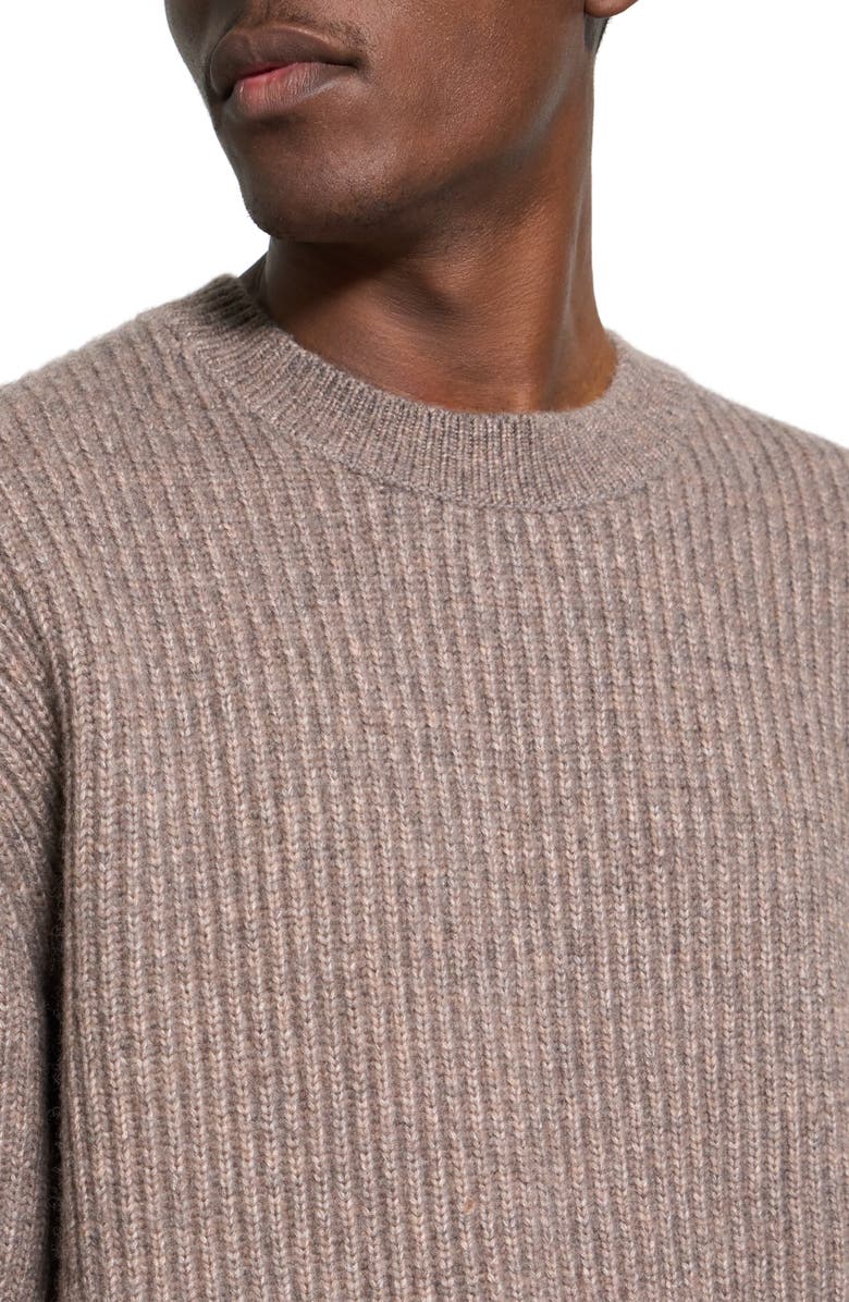 Theory Oversize Ribbed Wool & Cotton Crewneck Sweater, Alternate, color, Feather Melange