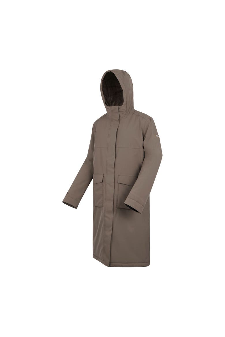 Yarli Longline Waterproof Jacket, Alternate, color, Mocha and Cocoa