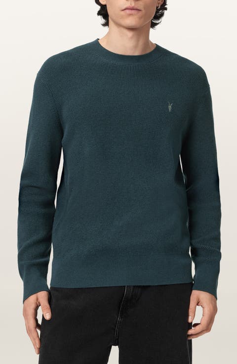 Oversize Cotton & Wool Waffle Crewneck Sweater