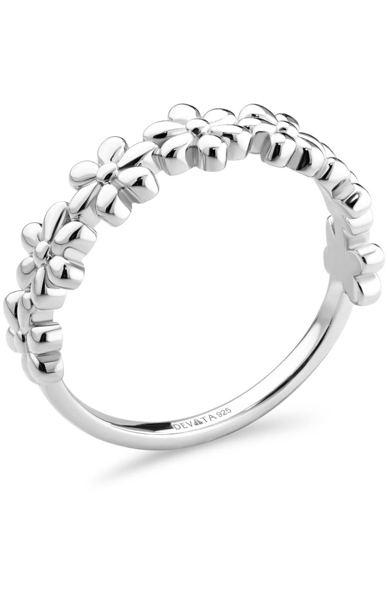 DEVATA Daisy Flower Ring in Rhodium Plated Sterling Silver, Alternate, color, Silver