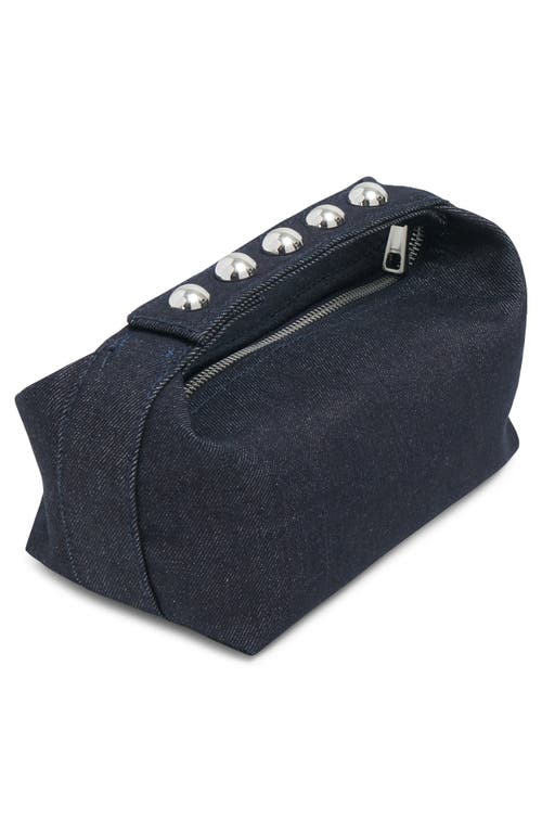Apparis Marfa Studded Denim Pochette Top-handle Bag In Indigo