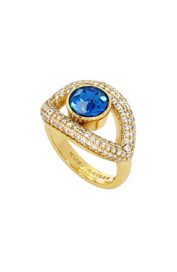 KURT GEIGER KURT GEIGER LONDON PAVÉ CRYSTAL EVIL EYE COCKTAIL RING 