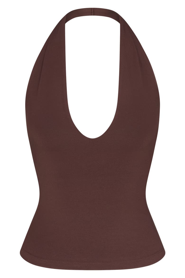 Smooth Layer Halter Top, Alternate, color, COCOA