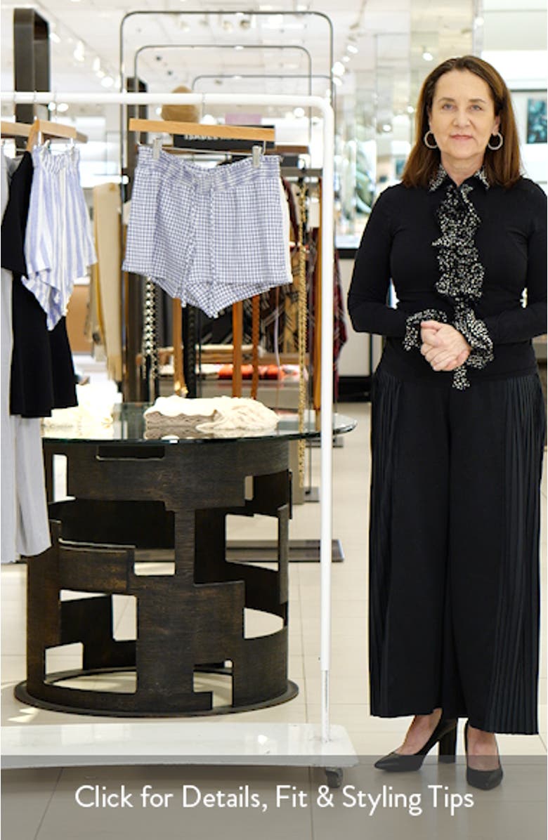 Linen Blend Lace Trim Shorts, sales video thumbnail