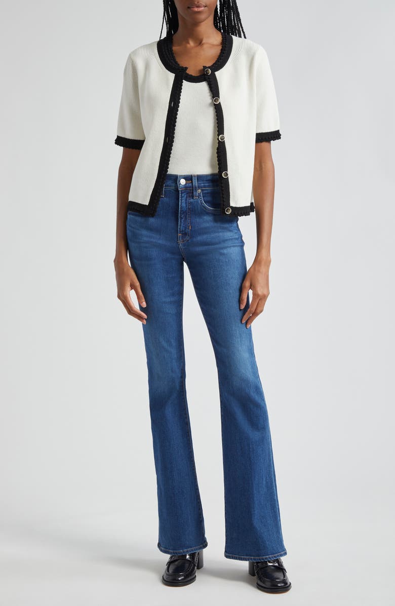 Veronica Beard Neroli Short Sleeve Cotton Cardigan, Alternate, color,