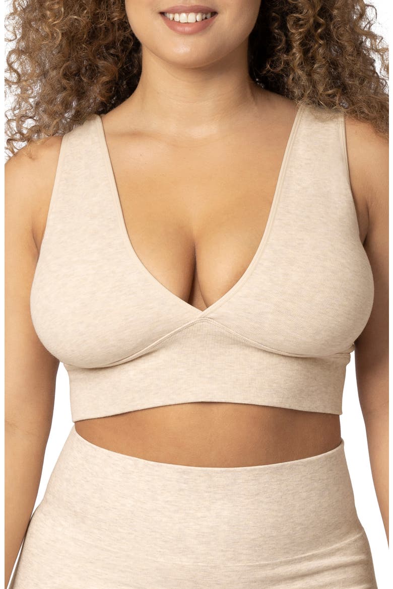 Busty Sublime Maternity & Nursing Plunge Bra- Fits 30E-44H, Main, color, OATMEAL HEATHER