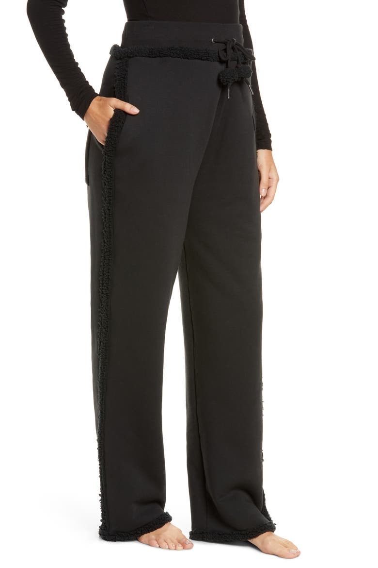 X TELFAR Faux Shearling Sweatpants, Alternate, color, BLACK