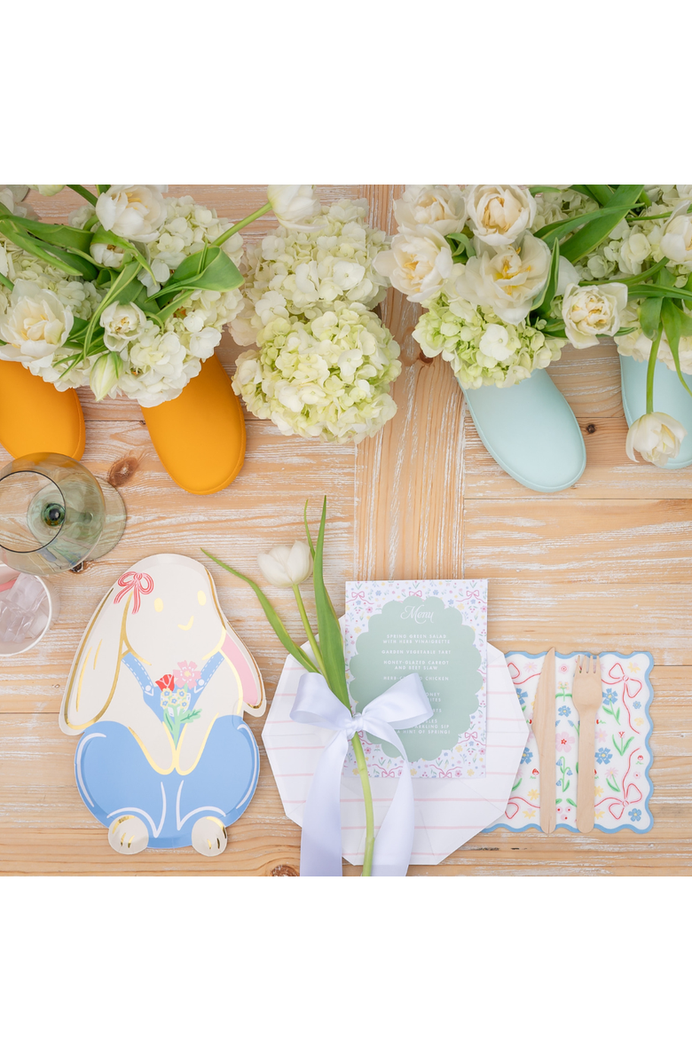 Daydream Society Bunnies In The Garden Blue Floral Large Napkins, Alternate, color, Asssorted Pre-Pack