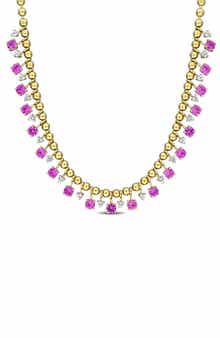DELMAR Lab Created Pink Sapphire & Lab Created White Sapphire Necklace