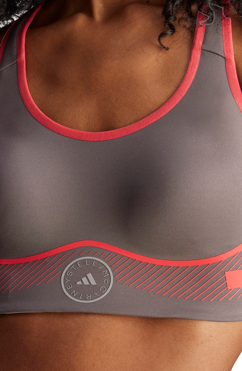 adidas by Stella McCartney TruePace High Impact Sports Bra, Alternate, color, Charcoal
