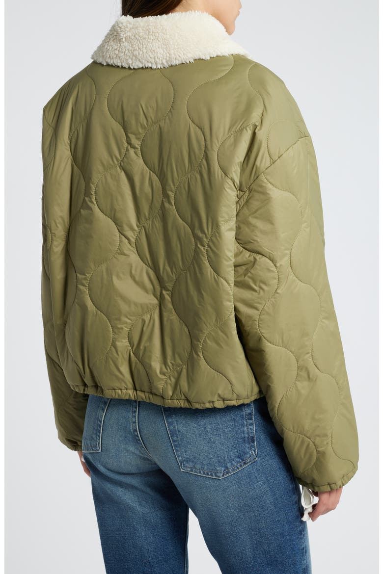 The Army Brat Quilted Water Resistant Faux Fur Collar Jacket, Alternate, color, RANK AND FILE