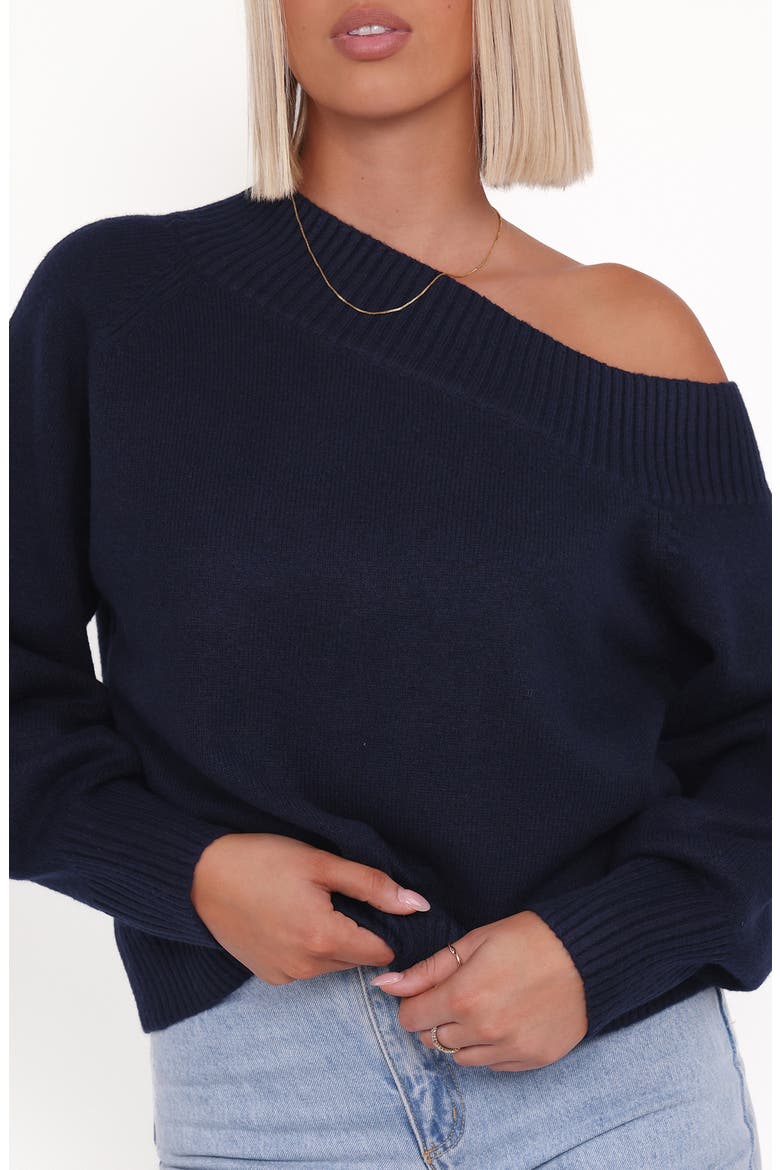 Allis One-Shoulder Sweater, Alternate, color, NAVY