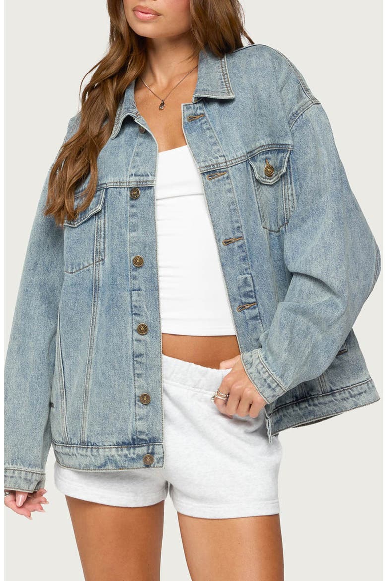 Dalia Oversized Denim Jacket, Main, color, LIGHT-BLUE-WASHED