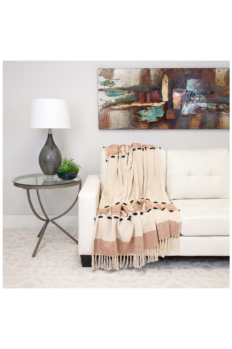 Inca Fringe Throw Blanket, Alternate, color, BROWN
