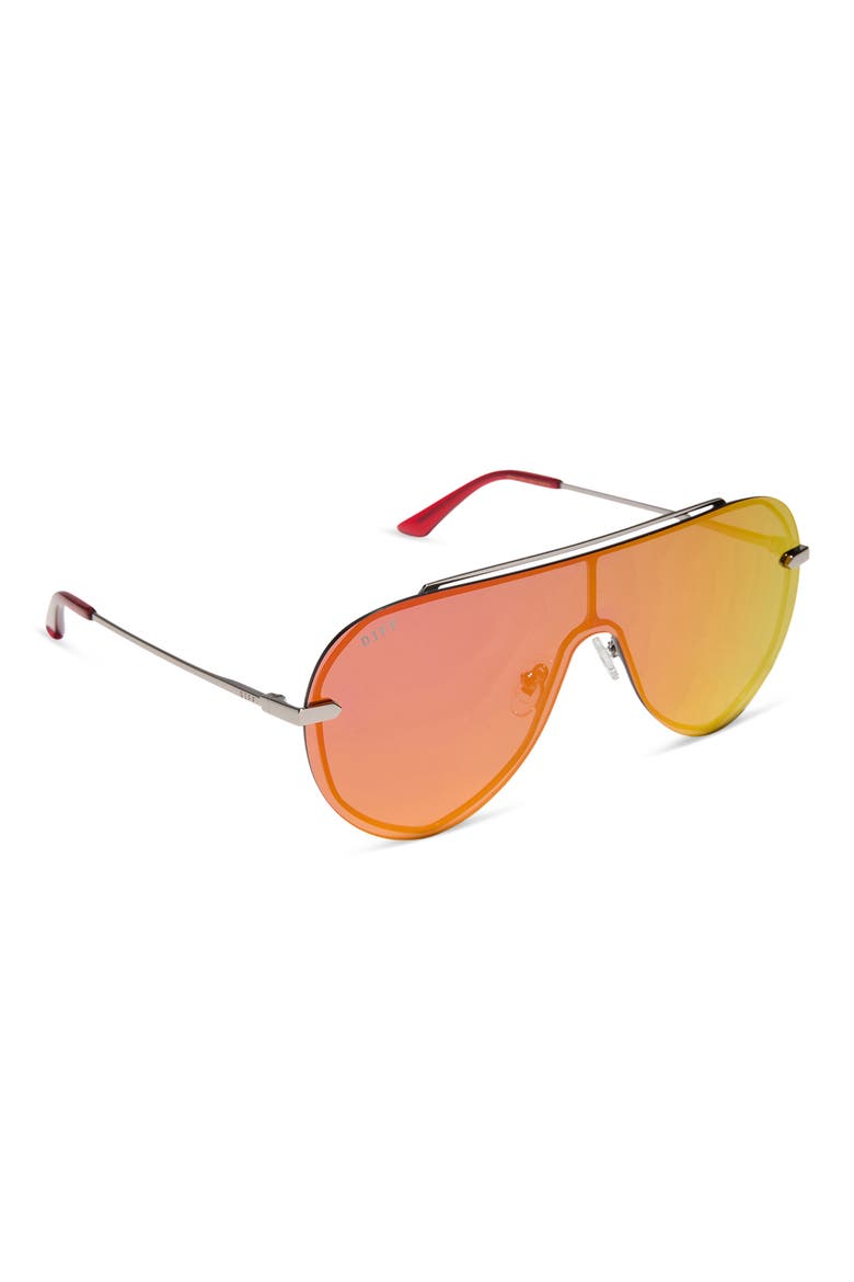 Imani 139mm Gradient Shield Sunglasses, Alternate, color, GUNMETAL / RED HOT MIRROR
