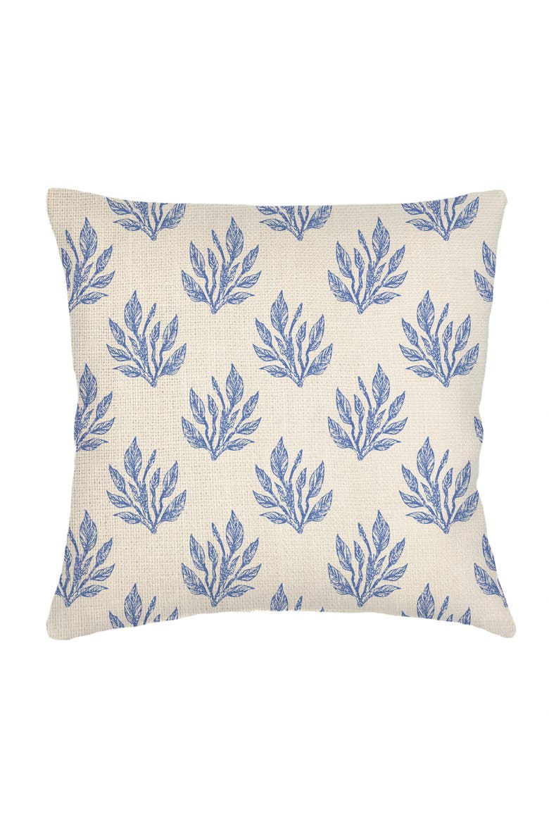 Sea Floral Linen Euro Pillow 26x26 with Down Insert, Main, color, Blue