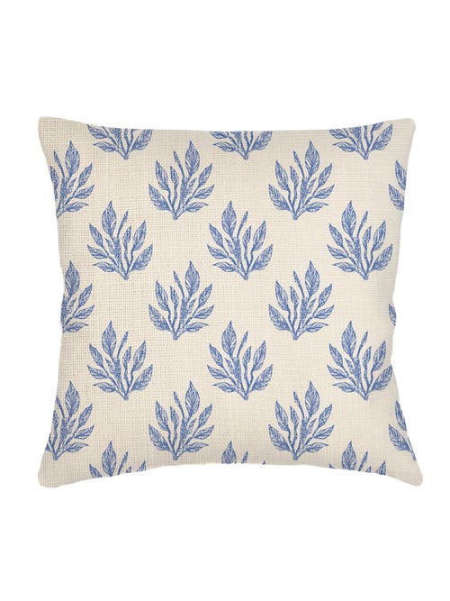 Anaya Sea Floral Linen Euro Pillow 26x26 With Down Alternative Insert In Blue