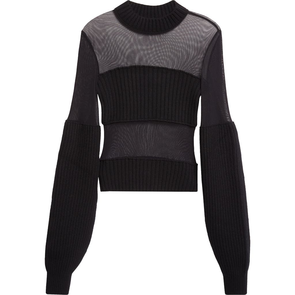 Jean Paul Gaultier Paneled Mixed Media Sweater In Black