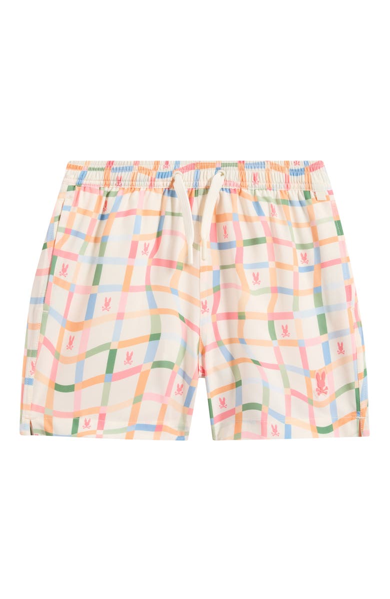 Psycho Bunny Kids' Atlas Bunny Print Swim Trunks, Main, color, Pristine
