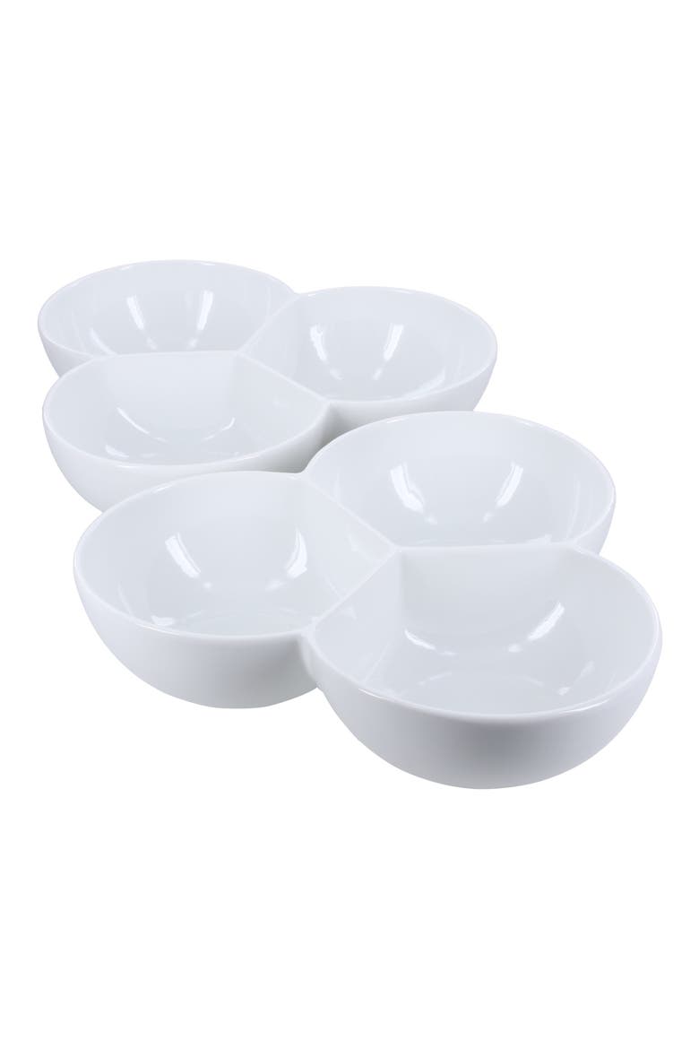 Set of 2 3-Section Serving Bowls, Main, color, WHITE