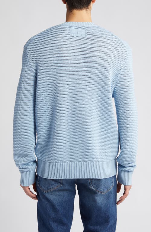 Frame Textured Wool Blend Crewneck Sweater In Blue