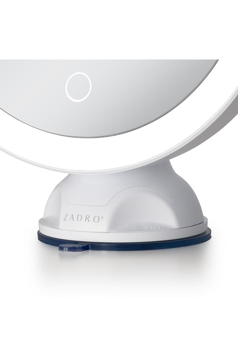 Lighted Wall Mounted Suction Cup Makeup Mirror with 10X Magnification, Alternate, color, White