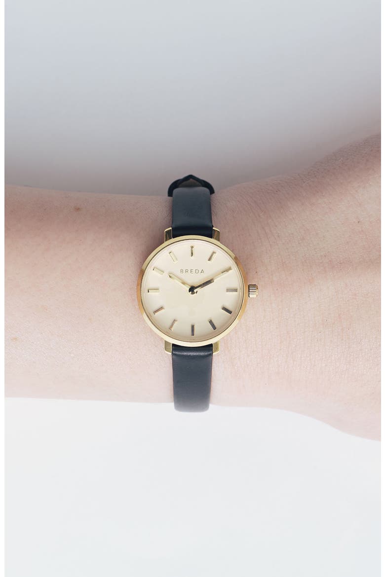 Beverly Leather Strap Watch, 25mm, Alternate, color, GOLD