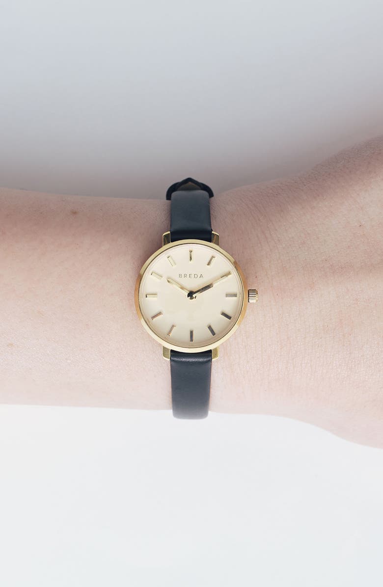 BREDA Beverly Leather Strap Watch, 25mm, Alternate, color, Gold