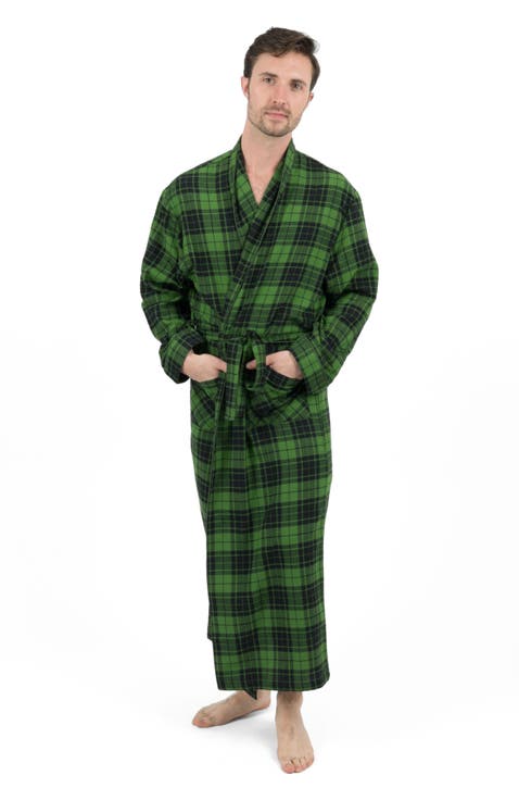 Men's Flannel Robe, 100% Cotton