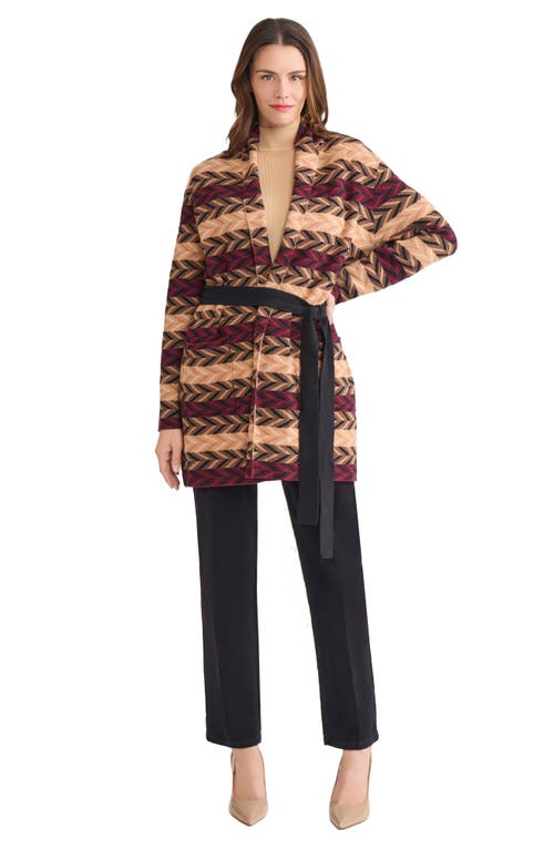 Jones New York Stripe Jacquard Belted Cardigan In Multi