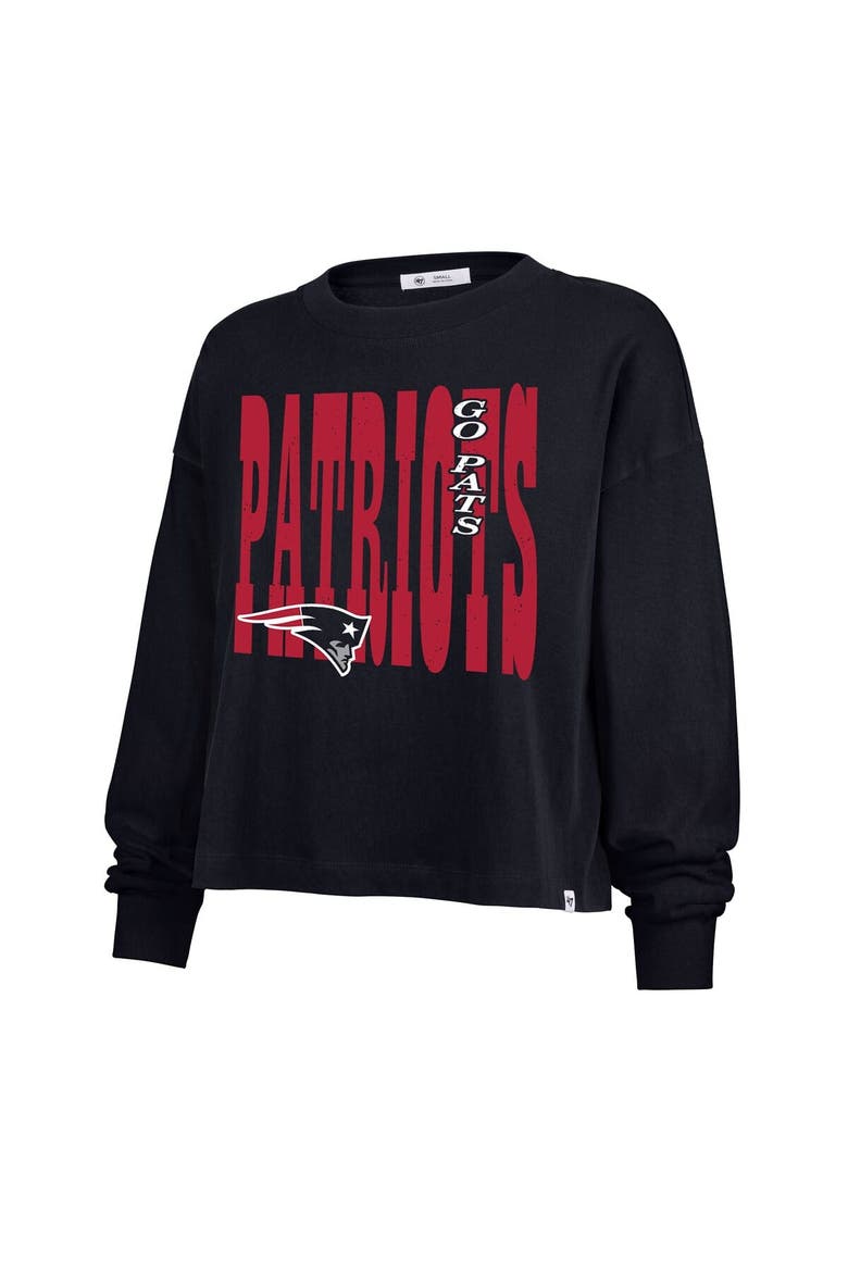 Women's '47  Navy New England Patriots Stacked Sydney Long Sleeve T-Shirt, Alternate, color, Navy