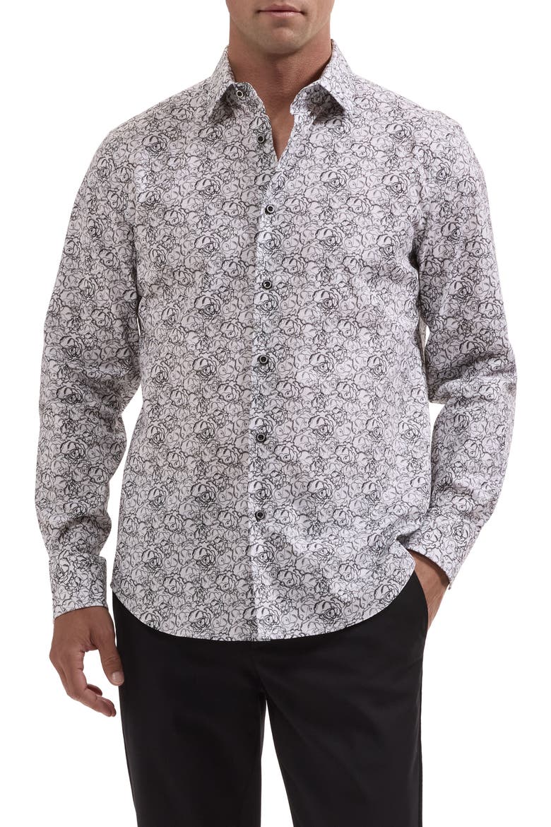 Julian Shaped Fit Long Sleeve Stretch Cotton Shirt, Main, color, WHITE
