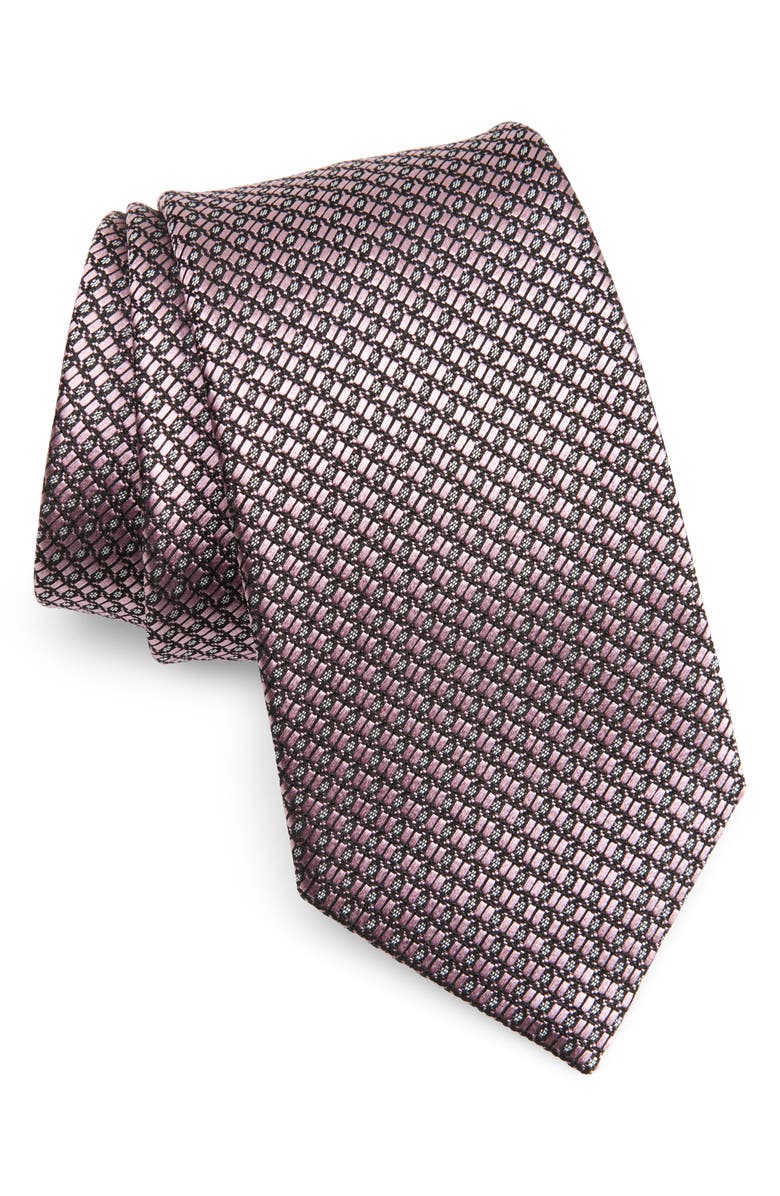 ZEGNA TIES Couture Grid Jacquard Silk Tie, Main, color, Pink