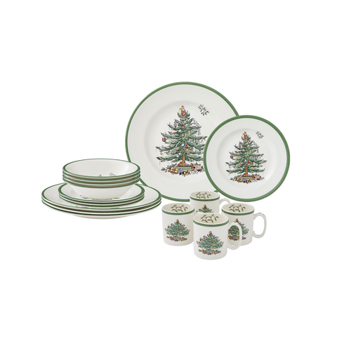 Christmas Tree 16 Piece Dinnerware Set, Service for 4