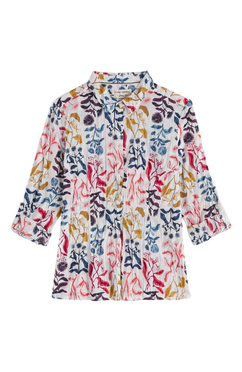 Seasalt Cornwall Larissa Floral Crinkled Organic Cotton Button-Up Shirt, Alternate, color, Inky Botanical Chalk