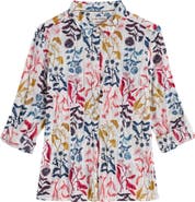 Seasalt Cornwall Larissa Floral Crinkled Organic Cotton Button-Up Shirt