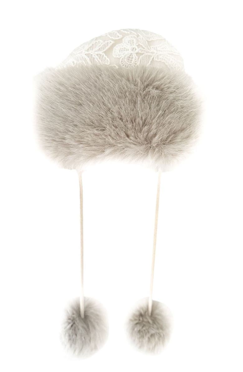 Petite Maison Kids Anna Faux Fur Winter Hat, Main, color, Beige, White
