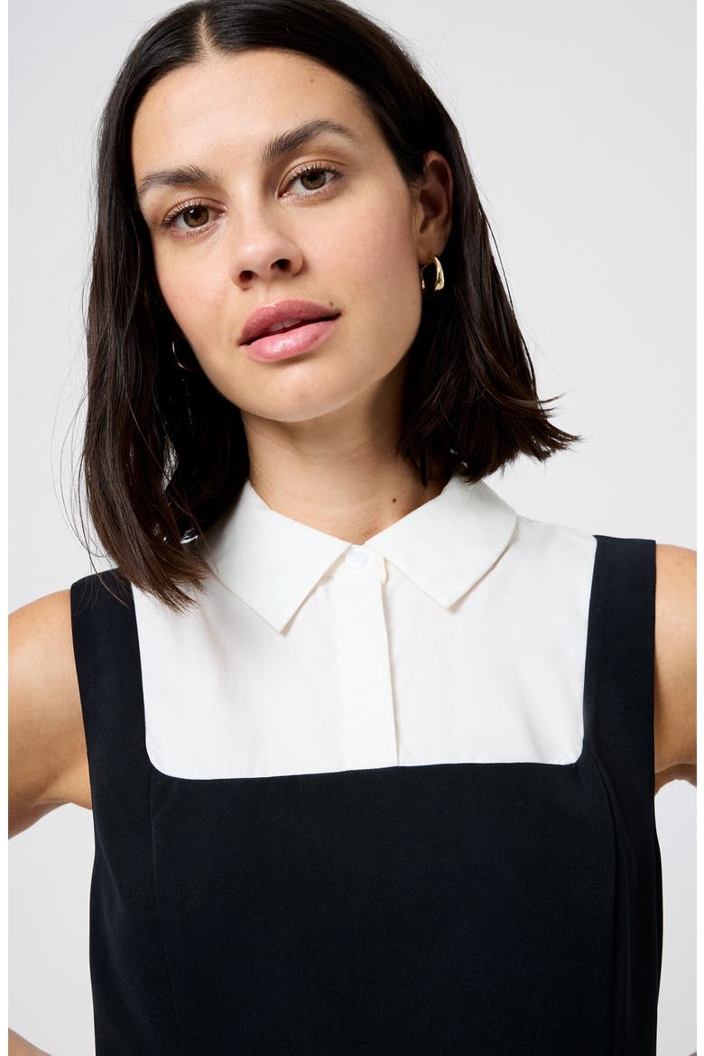 Echo Mixed Media Minidress, Alternate, color, BLACK-WHITE