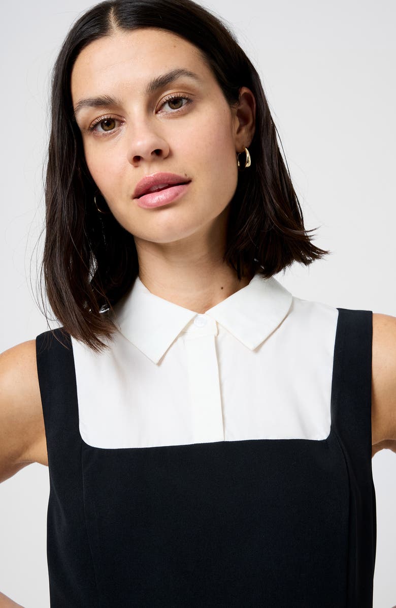 French Connection Echo Mixed Media Minidress, Alternate, color, Black-White