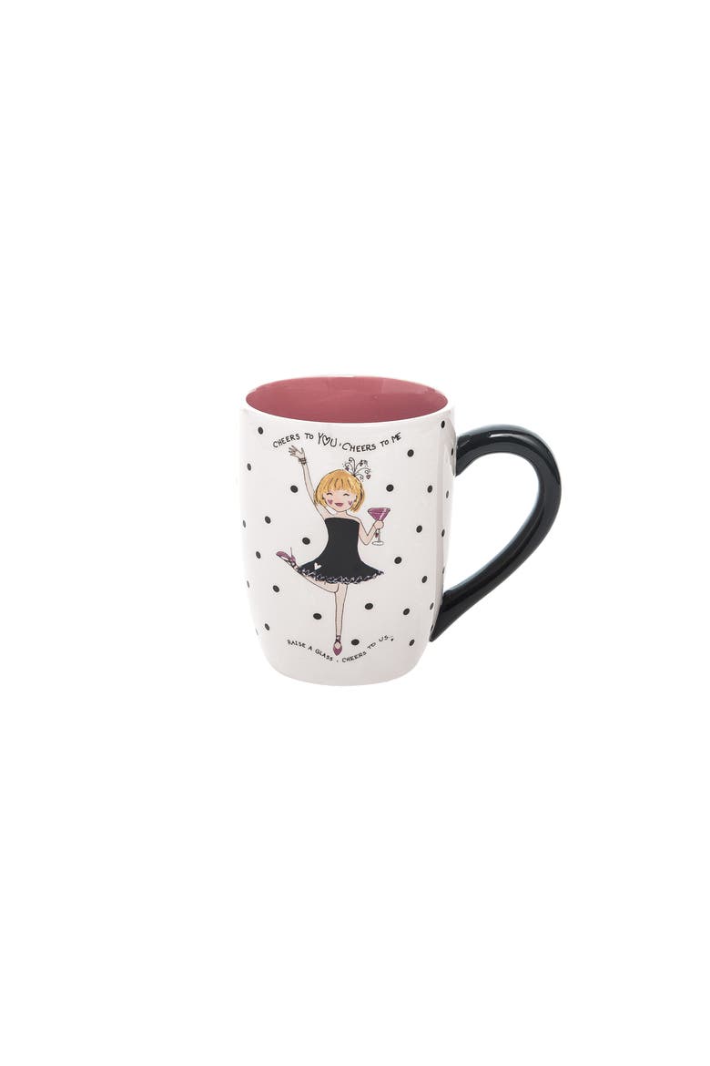 "Cheers To Everything" Ceramic Coffee Mug 16oz, Main, color, White