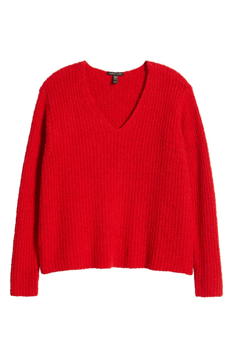 Eileen Fisher V-Neck Organic Cotton 
Cashmere Blend Sweater, Alternate, color, Rdpoy