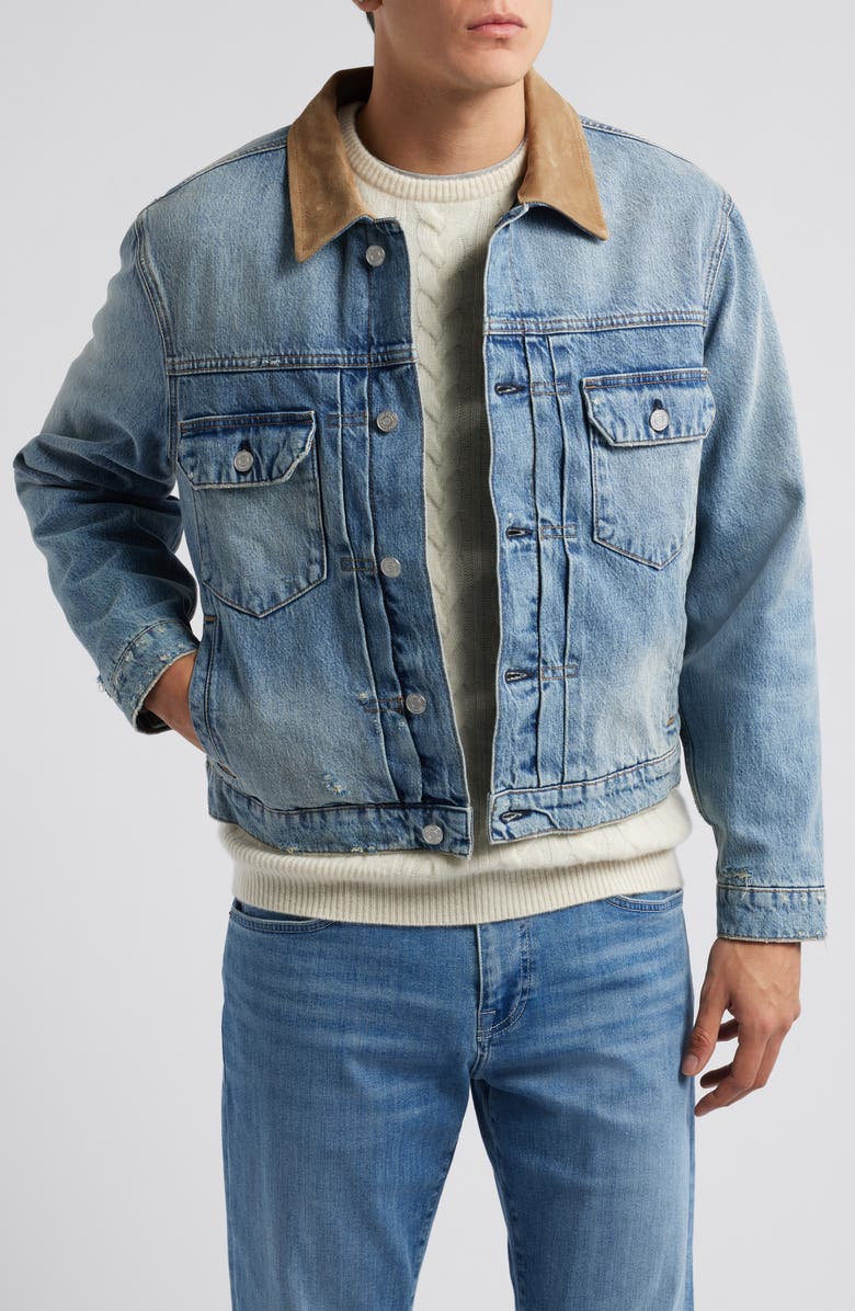 FRAME Vintage Distressed Denim Jacket, Main, color, 