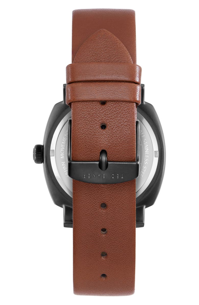 Ted Baker London Caine Multifunction Leather Strap Watch, 42mm, Alternate, color, Brown
