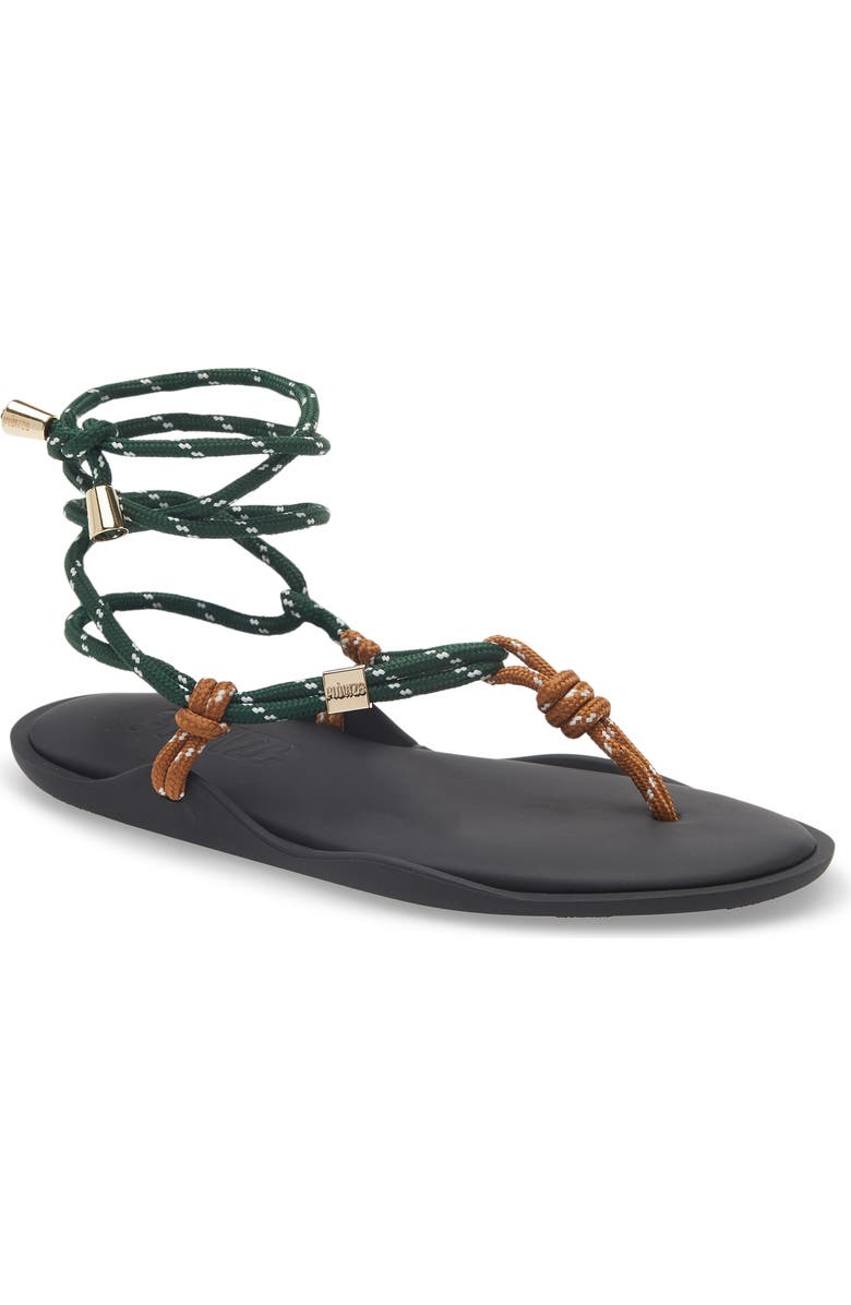 FLOWZE Lace-Up Ropes Water Repellent Thong Slide Sandal, Main, color, Hazelnut / Forest Green