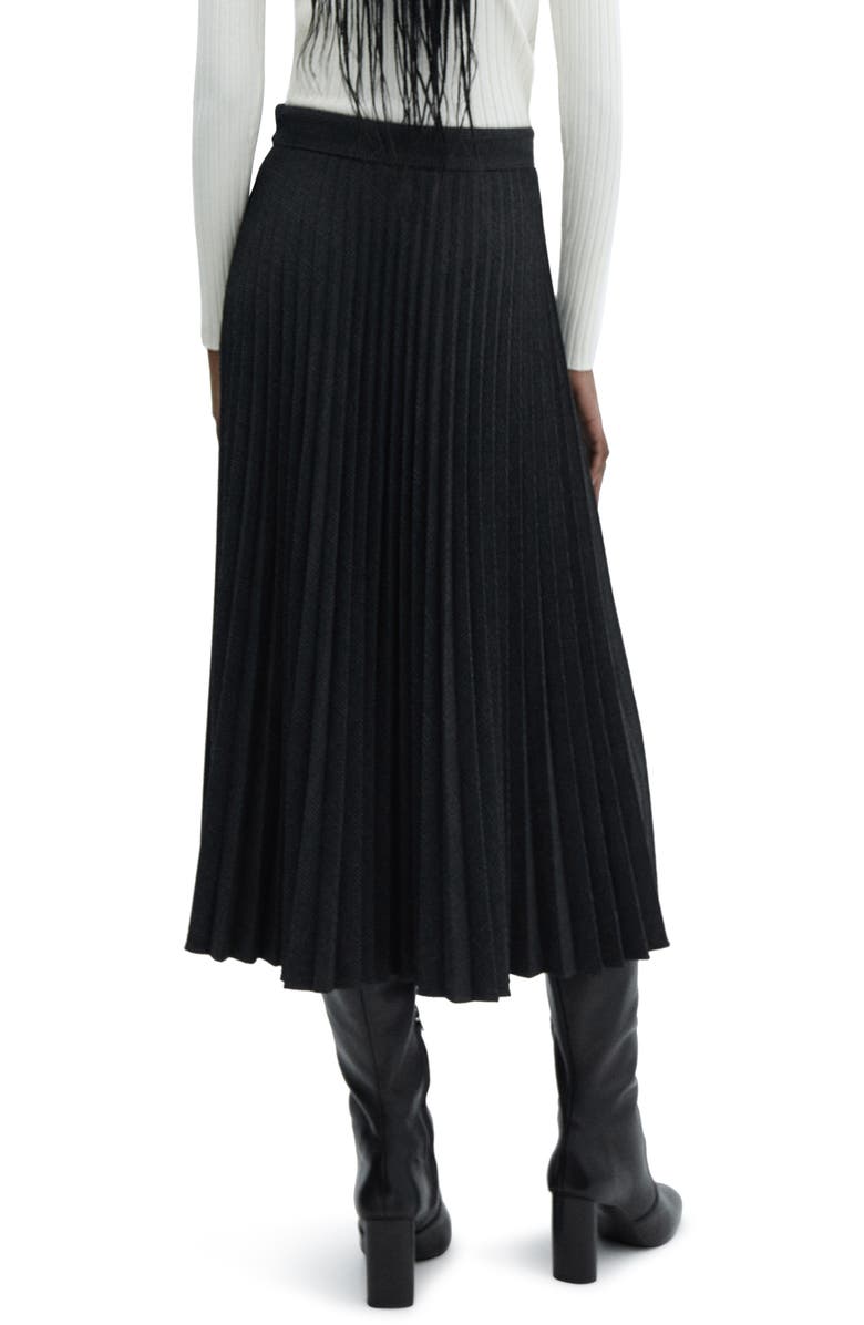 MANGO Check Pleated Midi Skirt, Alternate, color, 